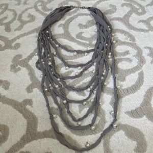 Boho grey necklace pearl